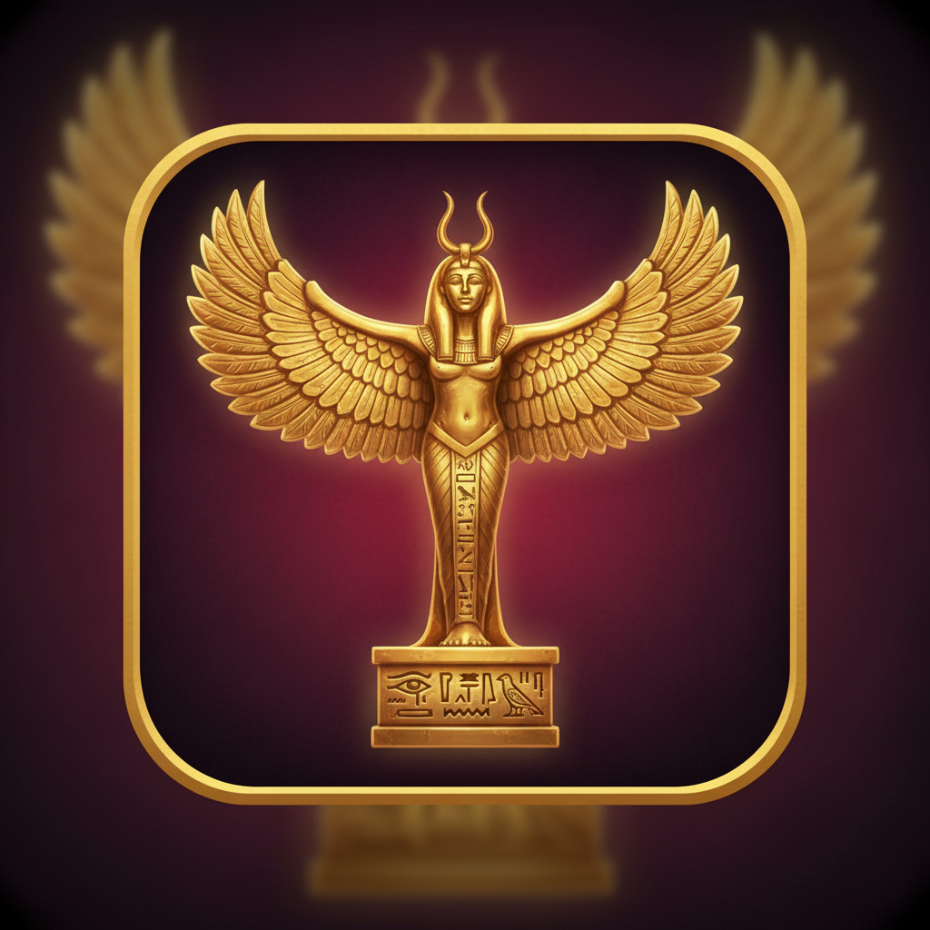 Geflügelte Statue Symbol - goldene Statue mit ausgebreiteten Flügeln